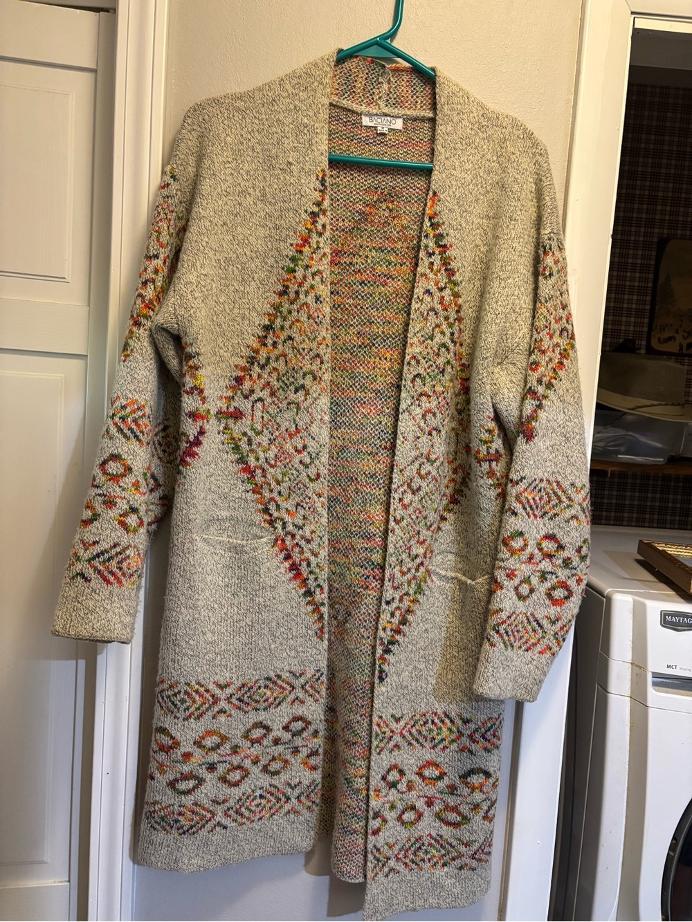Vintage-Inspired Cream Open-Front Cardigan with Multicolor Fair Isle Accents - Picture 2 of 11